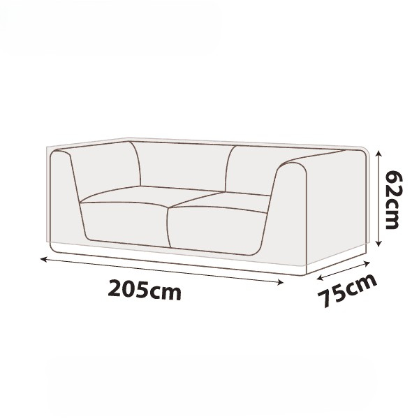 Outdoor modular sofa cover in grey, 205cm length, designed to fit modular outdoor sofas