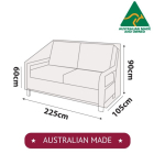 diagram of outdoor sofa cover dimensions 225cm length 105cm depth 90cm height 60cm seat height for 3 to 4 seater sofa australian made