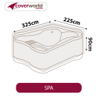diagram of rectangular spa with dimensions 325cm length, 225cm width, and 90cm height